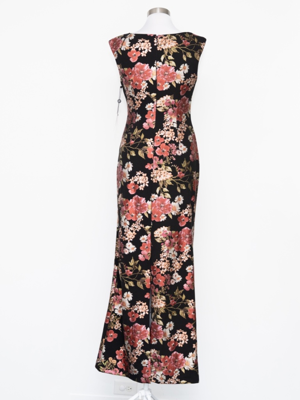 Floral V-Neck Black Maxi Dress with Rose Print - Picture 3 of 13